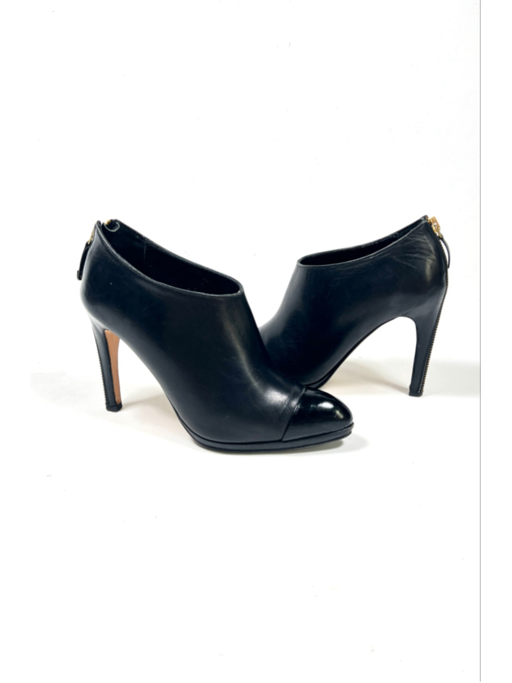 L.K. Bennett Black Leather Ankle Booties Size 37 Elegant Fashion